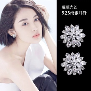 Hoa tai bạc pha lê bông tuyết