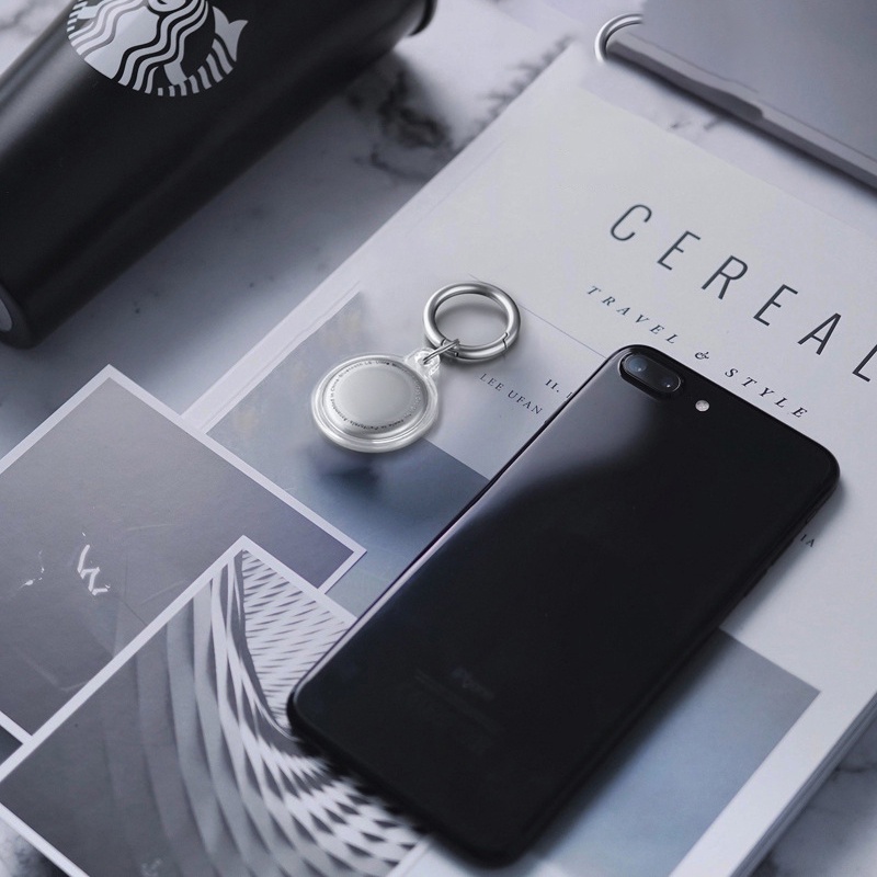 Vỏ bảo vệ TBTIC bằng silicon trong suốt kèm móc khóa thép không gỉ chống thất lạc cho Apple Airtag