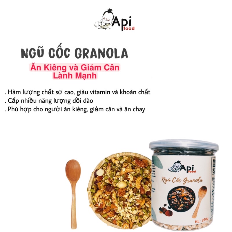 Ngũ Cốc Giảm Cân Granola Dinh Dưỡng Ăn Liền - Api Food - Ăn Kiêng Giữ Dáng Đẹp Da