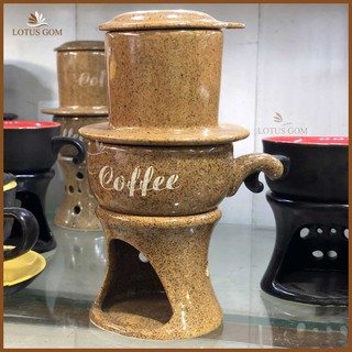 Set Cốc Đĩa Phin Chân Đốt Nến Gốm Sứ Bát Tràng Cao Cấp