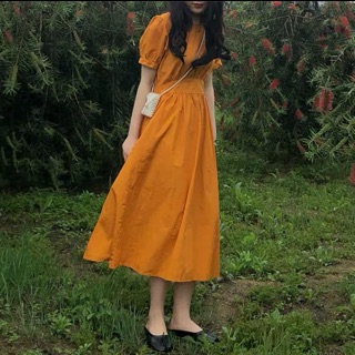 Tên SP: Váy dài trơn vintage với màu cam cháy (kèm ảnh thật)