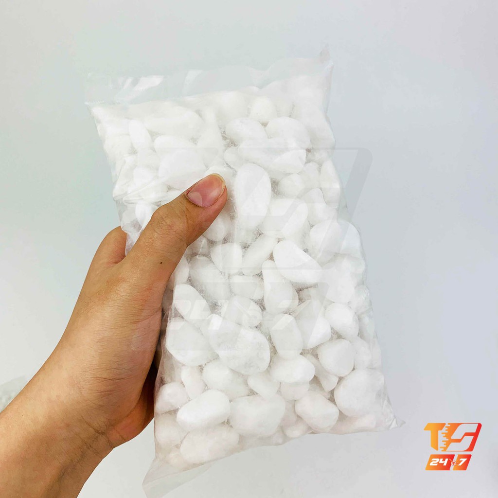 1kg Sỏi Trắng Trang Trí Hồ Cá, Bể Thủy Sinh - Tiểu Cảnh Sân Vườn, Lót Chậu