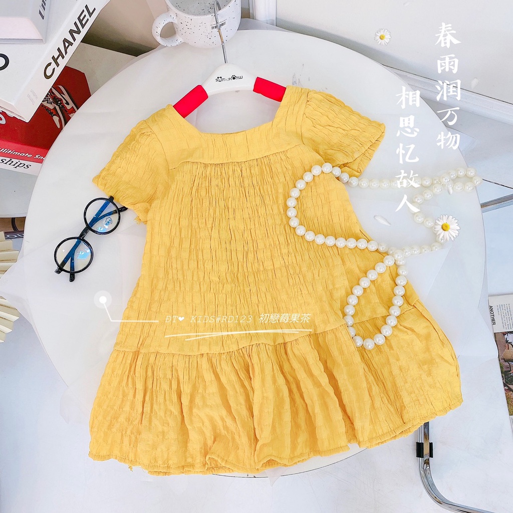 váy xốp cổ vuông đuôi cá bé gái
