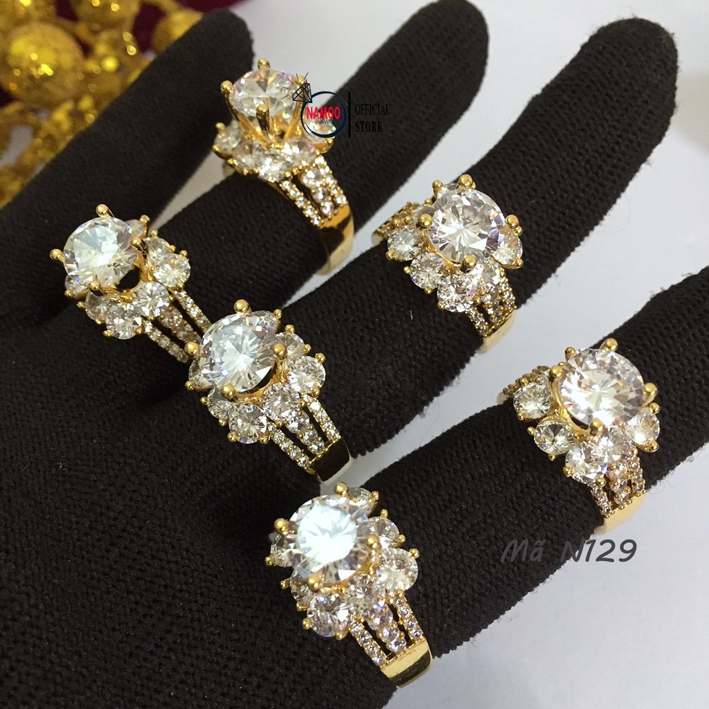 Nhẫn Nữ Đính Đá N129 Bản Hoa Ổ Cao