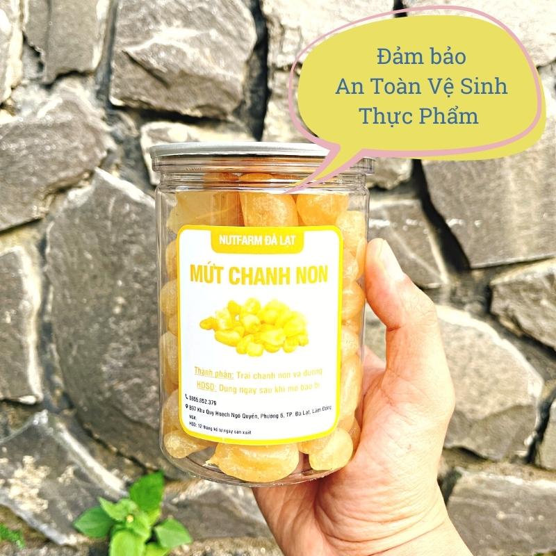 Mứt chanh non sấy dẻo không đường chua ngọt tự nhiên 400gr NutiFarm trái cây sấy đặc sản đà lạt