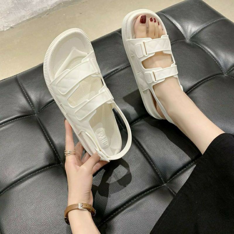 ( 3 MÀU ) Sandal Nữ Quai Ngang Cao Su Dẻo Cực Xinh Xắn