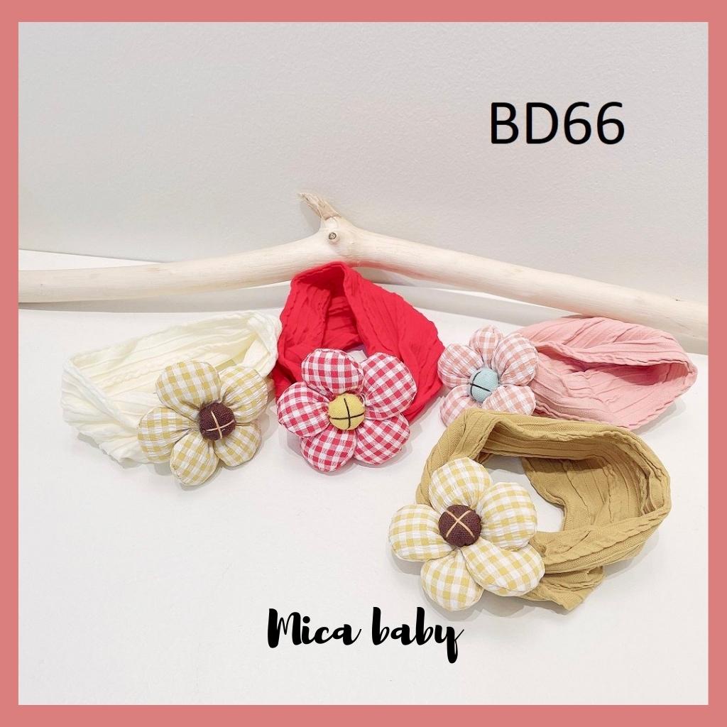 Băng đô thun bản to đính hoa phồng đáng yêu cho bé gái BD66 Mica Baby