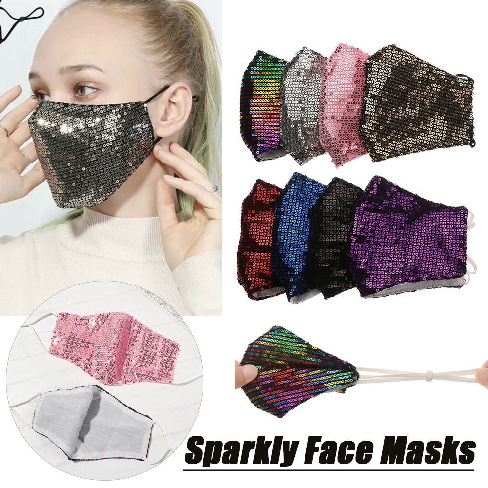 Khẩu Trang Cotton Đính Kim Sa Lấp Lánh Chống Bụi Chống Sương Mù Có Thể Tái Sử Dụng Thời Trang Cho Nam Và Nữ