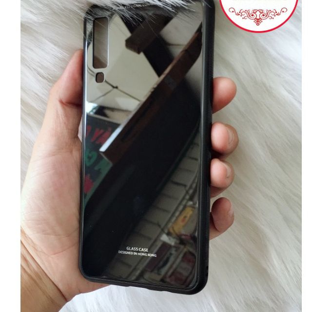 Ốp lưng kính viền dẻo Galaxy A7 2018/ A750 ( lưng kính tráng gương)