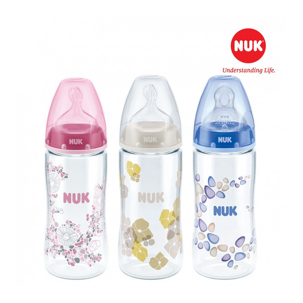 Bình Sữa NUK Premium Choice Nhựa PA Núm Ti dành cho bé từ 0-6 tháng tuổi -size M