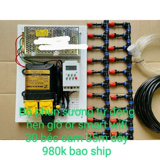 [Đã ráp] Bộ phun sương tưới cây tự động ( hẹn giờ or smart wifi)bơm đôi Sinleader 20 30 béc cam tưới lan, tưới rau 30m2