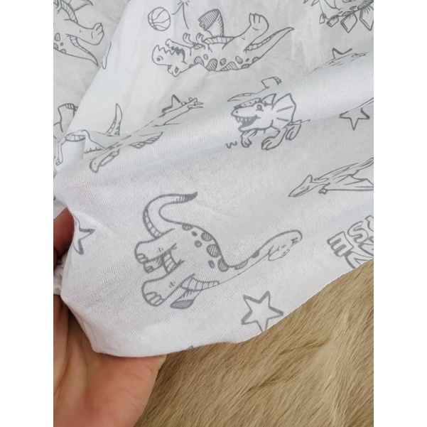 Vải thun cotton 2c hình khủng long