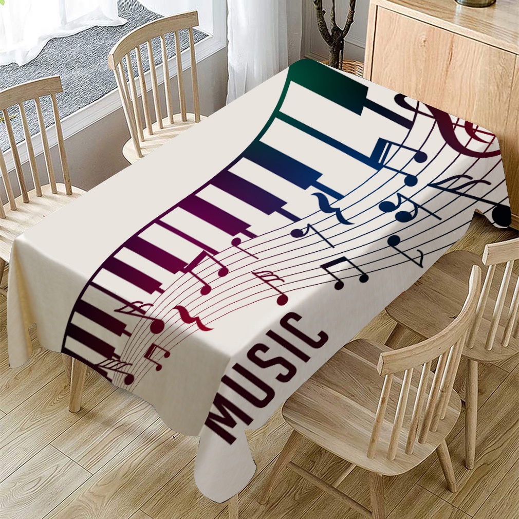 Khăn Trải Bàn Vải Lanh cotton In Hình Đàn piano Thời Trang