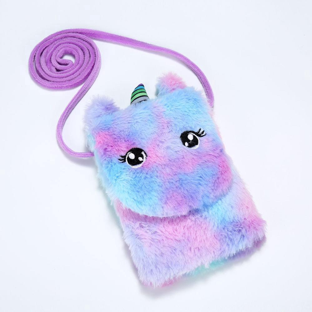 Túi đeo chéo hình kỳ lân phủ lông dễ thương thời trang cho bé gái