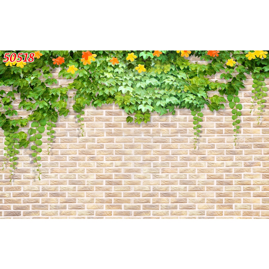Tranh 3d dán tường phòng khách bức tường hoa leo in sắc nét