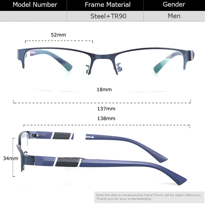 Mắt Kính Gọng Vuông Kim Loại Chống Bức Xạ Phong Cách Doanh Nhân Thời Trang