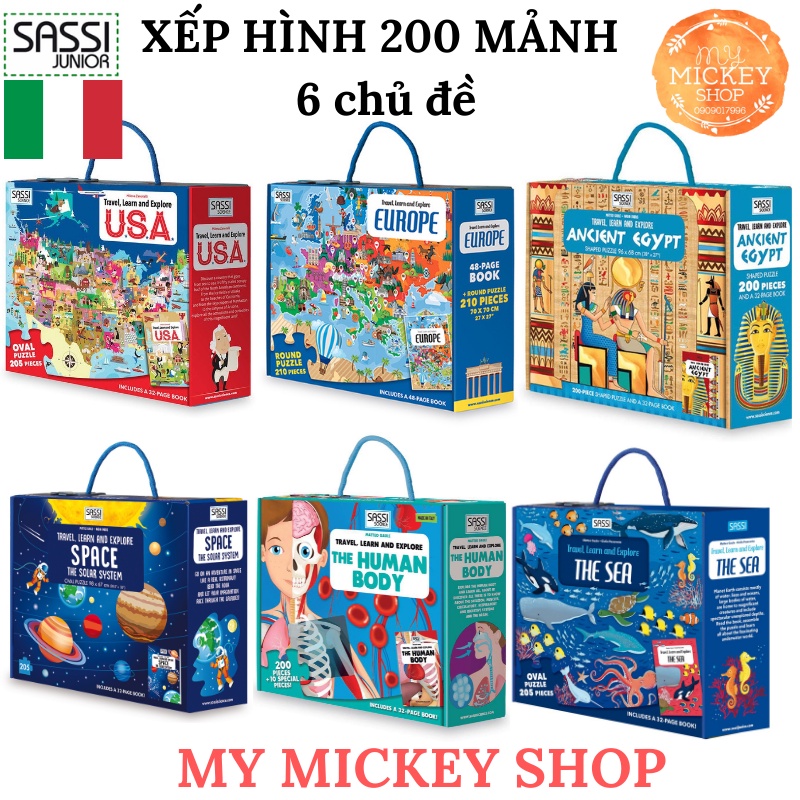 Bộ xếp hình Sasssi Junior 200 mảnh chính hãng 6 chủ đề cho bé từ 5 6 7 8 tuổi My Mickey Shop