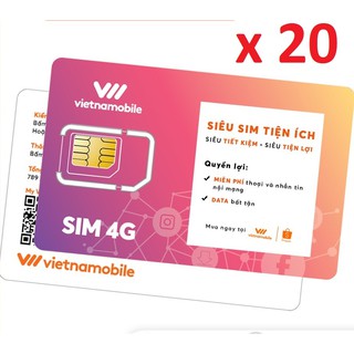 Combo 20 Siêu Sim Tiện Ích Miễn phí Data Gọi & SMS nội mạng