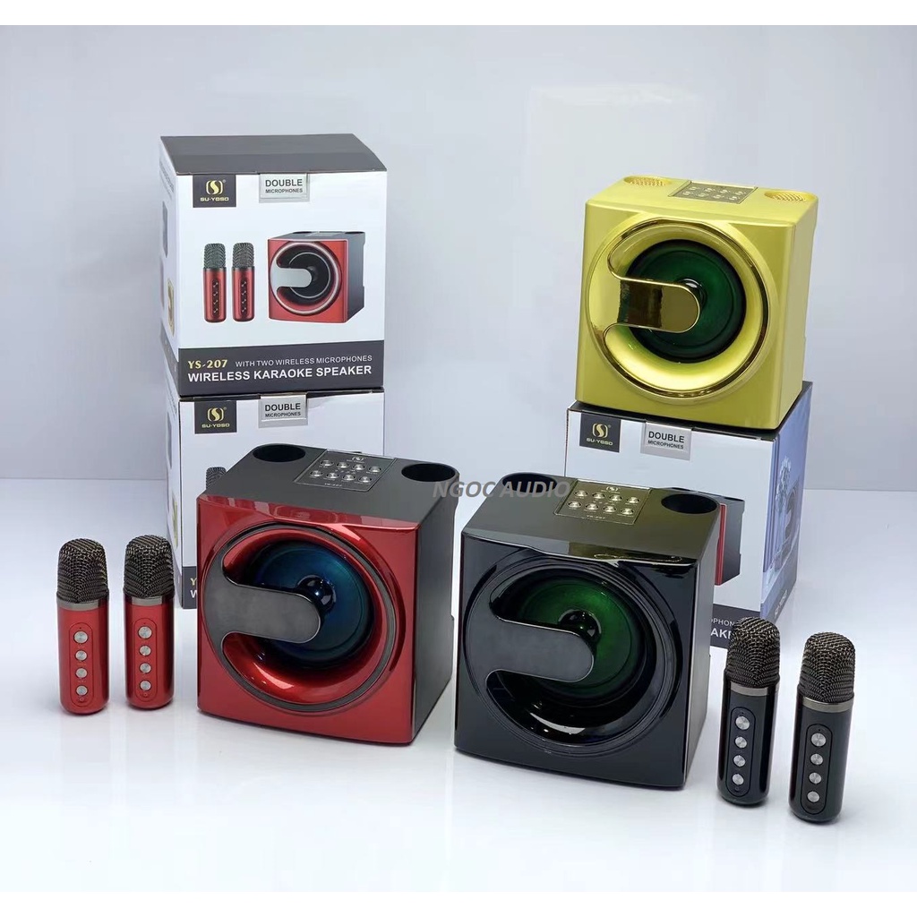 Loa bluetooth hát karaoke Su-Yosd YS 207 - Tặng kèm 2 micro không dây - Hiệu ứng đổi giọng xách tay du lịch thời trang