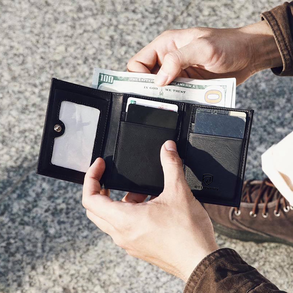 Ví Đựng Thẻ Mini Card Holder BIFOLD Da Thật Cao Cấp Nhập Khẩu Thương Hiệu BTLUXURY