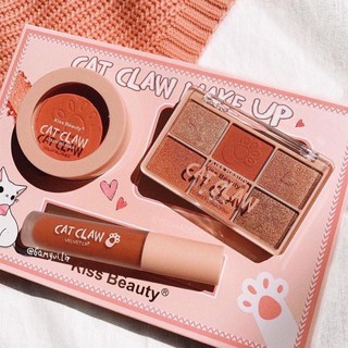Bộ Trang Điểm 3in1 Cat Claw Gồm Phấn Má + Phấn Mắt + Son Kem Của Kiss Beauty