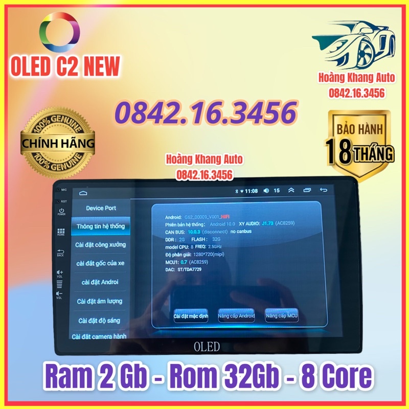 Màn hình Android OLED C2 New 2023, Ram 2GB - Rom 32GB - 8 Core, Mẫu mới có quạt tản nhiệt