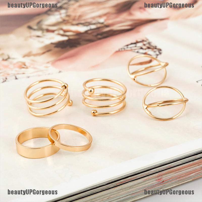 Bộ 6 nhẫn hợp kim phong cách Punk độc đáo thời trang mới cho nữ