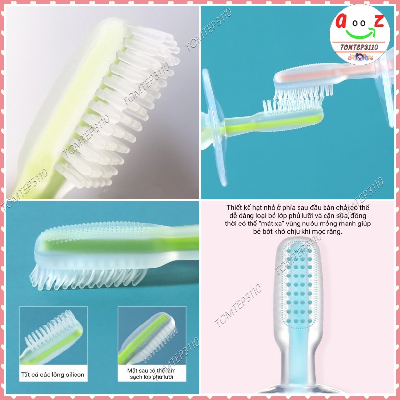 Bàn Chải Đánh Răng Silicon, Gặm Nướu Silicon Siêu Mềm Cho bé