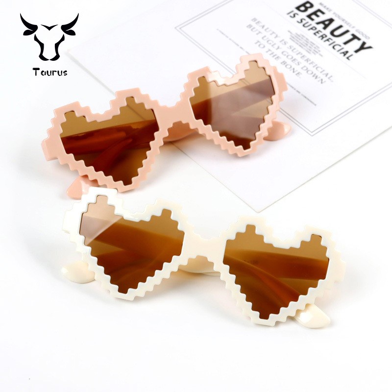Thời trang trẻ em Kính mát Mosaic Kính mát chàng trai và cô gái hình trái tim Kính mát chống UV Kính