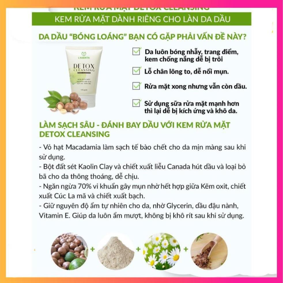 Sữa Rửa Mặt Thải Độc Kiềm Dầu Lasenta Detox Cleansing - Dành Cho Mọi Loại Da [ HÀNG CHÍNH HÃNG ]