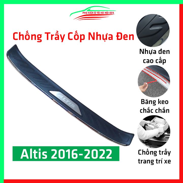 Ốp chống trầy cốp ngoài nhựa đen Altis 2016-2021 hàng loại 1 dán cốp sau chống xước trang trí xe