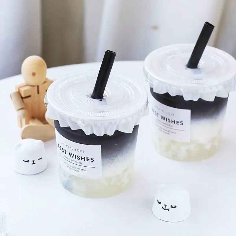 Cốc đựng trà sữa , nước ngọt , ...bằng nhựa 1 lần dùng tiện lợi phong cách ins dễ thương