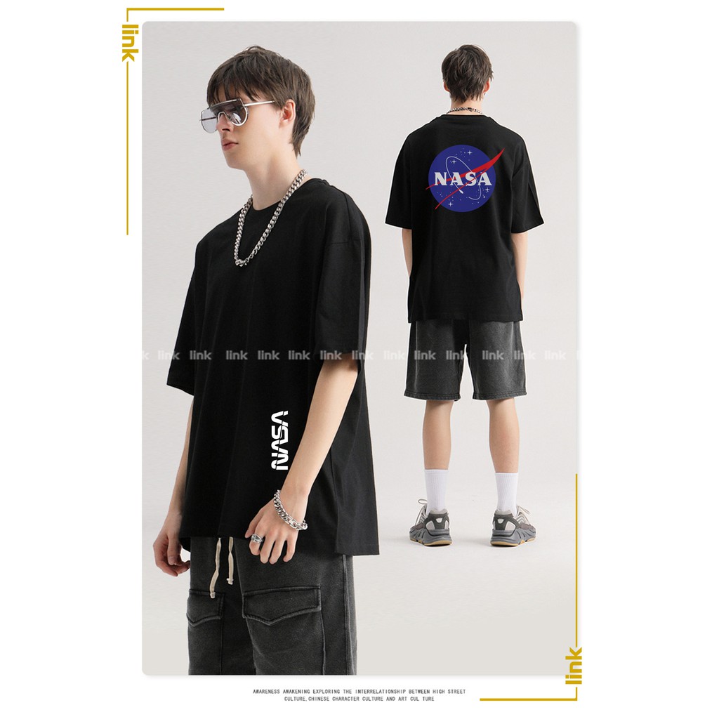 Áo thun unisex NASA cotton mềm mịn tay lỡ dáng rộng