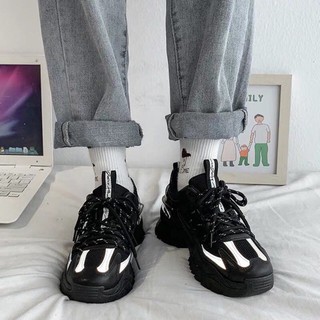 Giày sneaker độn đế Phản quang 2 quai khuy