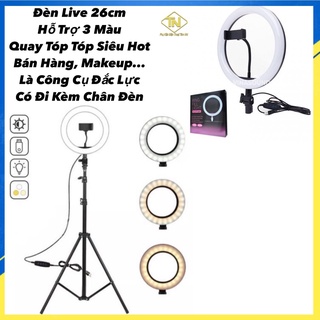 Đèn livetream bán hàng để bàn kích cỡ 26cm có 3 chế độ màu đèn: trắng,vàng,vàng +trắng,ánh sáng tuỳ chỉnh theo ý+ chân.