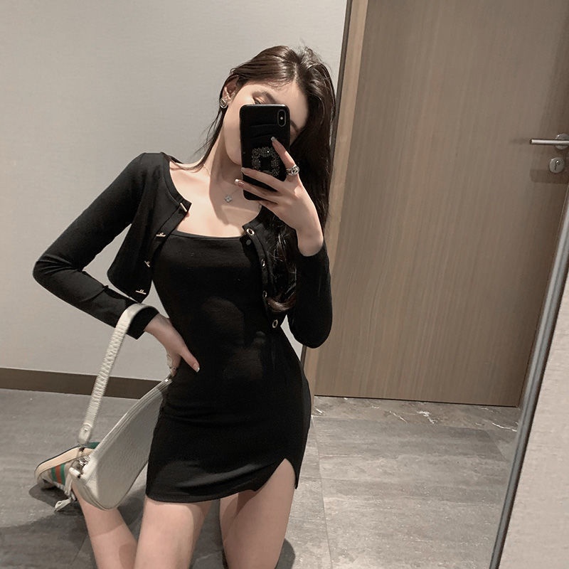 COZOK Set đầm sát nách + áo sơ mi tay dài dễ phối đồ