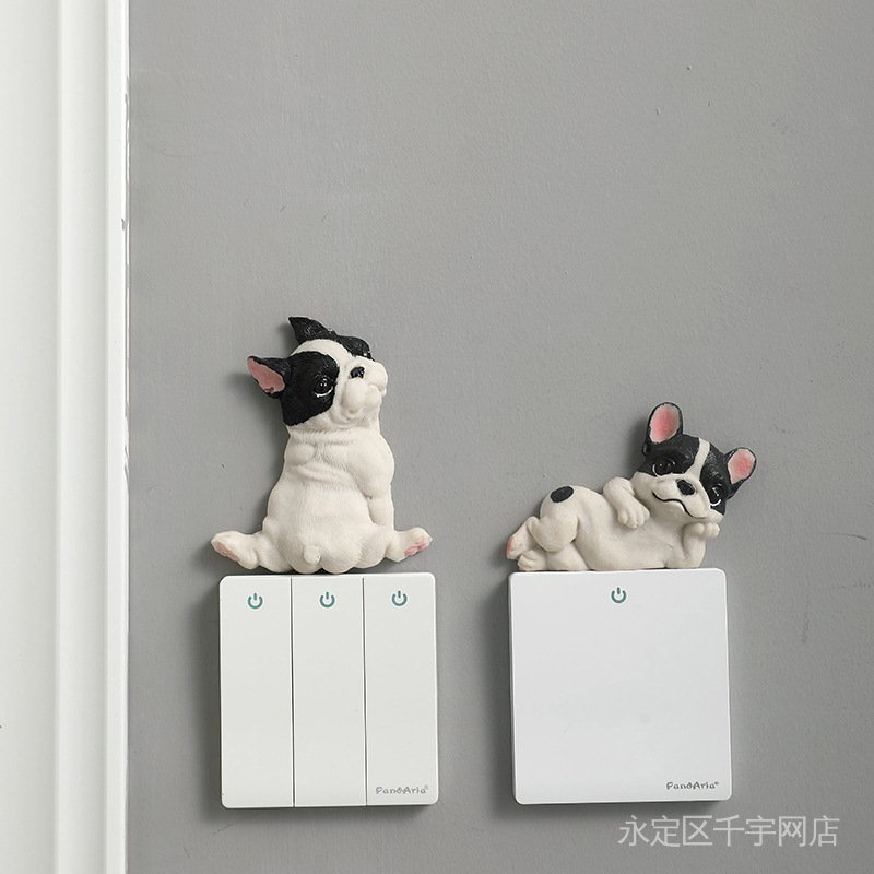 Miếng Dán Trang Trí Công Tắc Hình Chó Bull Dễ Thương