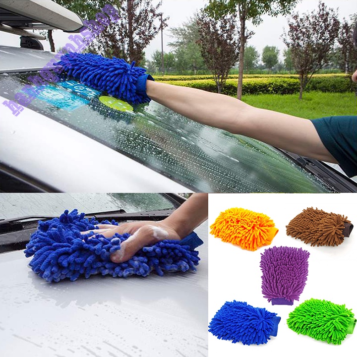 Bộ 5 Găng Tay Rửa Xe Máy Ô Tô Chuyên Dụng Loại To Dày 5 Màu