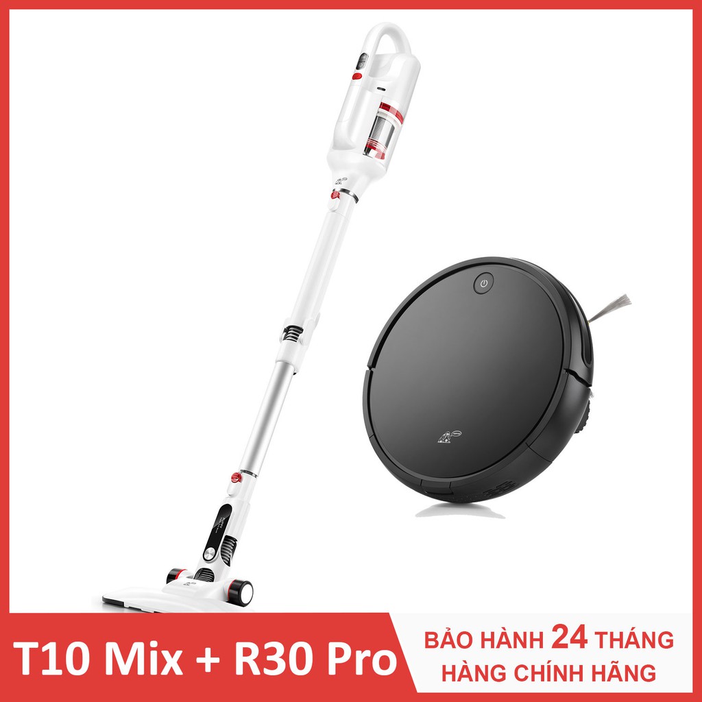 [HÀNG CHÍNH HÃNG] PUPPYOO Combo Robot Hút Bụi Lau Nhà R30 Pro Và Máy Hút Bụi Cầm Tay Không Dây T10 Mix [Bảo Hành 24 Thán