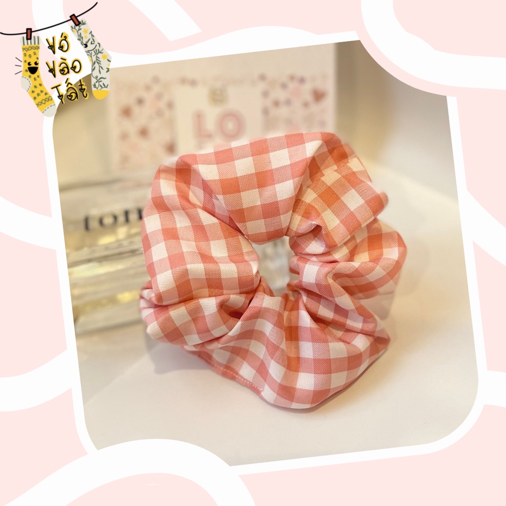 [quà tặng] Đồ buộc tóc scrunchies caro bản to mềm