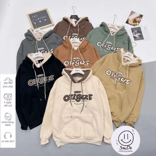 Áo Khoác Hoodie  Có Mũ Chữ Thêu ORIGOS Tay Dài Kiểu  | Smide Clothing