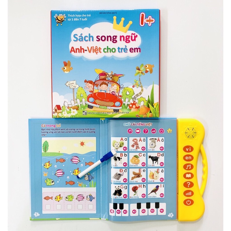 Sách Nói Điện Tử Song Ngữ Anh-Việt Nhiều Chủ ĐỀ Giúp Bé Tập Nói Song Ngữ-Tặng Pin