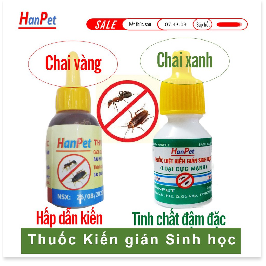 Hanpet.GV- (1 lọ ) Thuốc diệt kiến gián sinh học - CHÍNH HÃNG Thuốc kiến dạng Dung dịch có tác dụng diệt kiến tận gốc