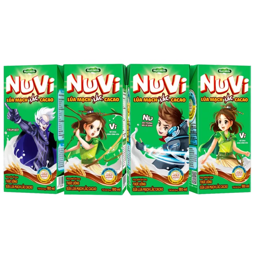 Thùng 48 hộp NuVi Thức Uống Sữa Lúa Mạch Lắc Cacao TU.NLL180SP 180ml - Thương Hiệu NUTIFOOD - TACAPU