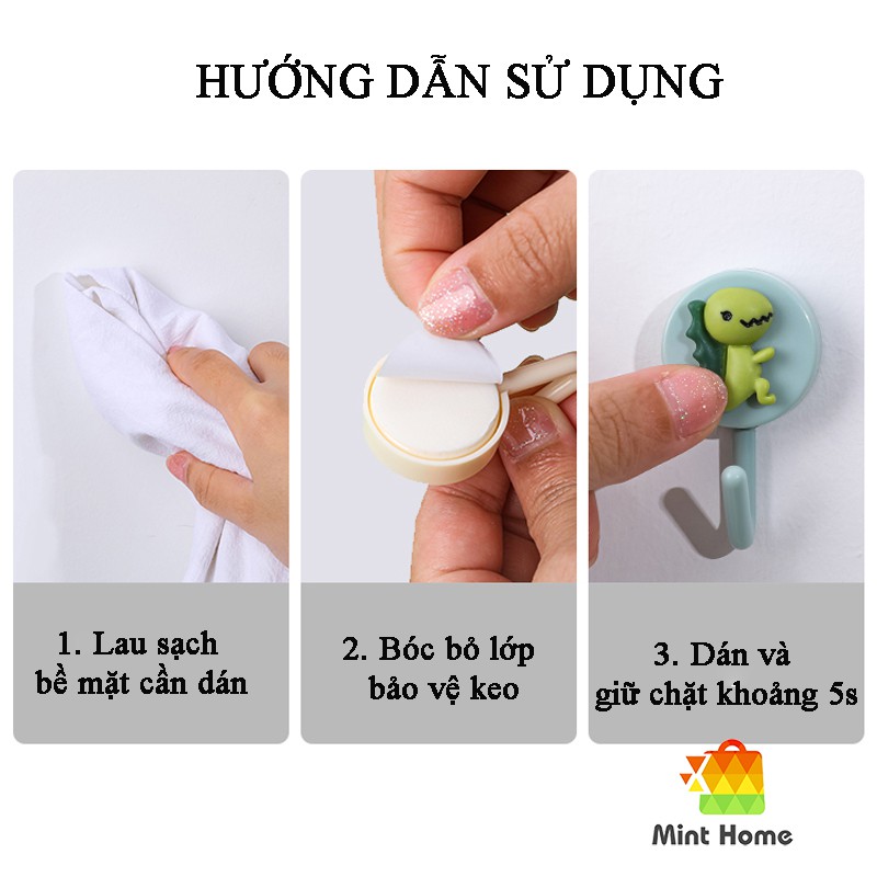 Móc treo đồ dán tường đơn gắn họa tiết hoạt hình dễ thương đáng yêu sáng tạo đa năng tiện lợi siêu dính chịu lực H098