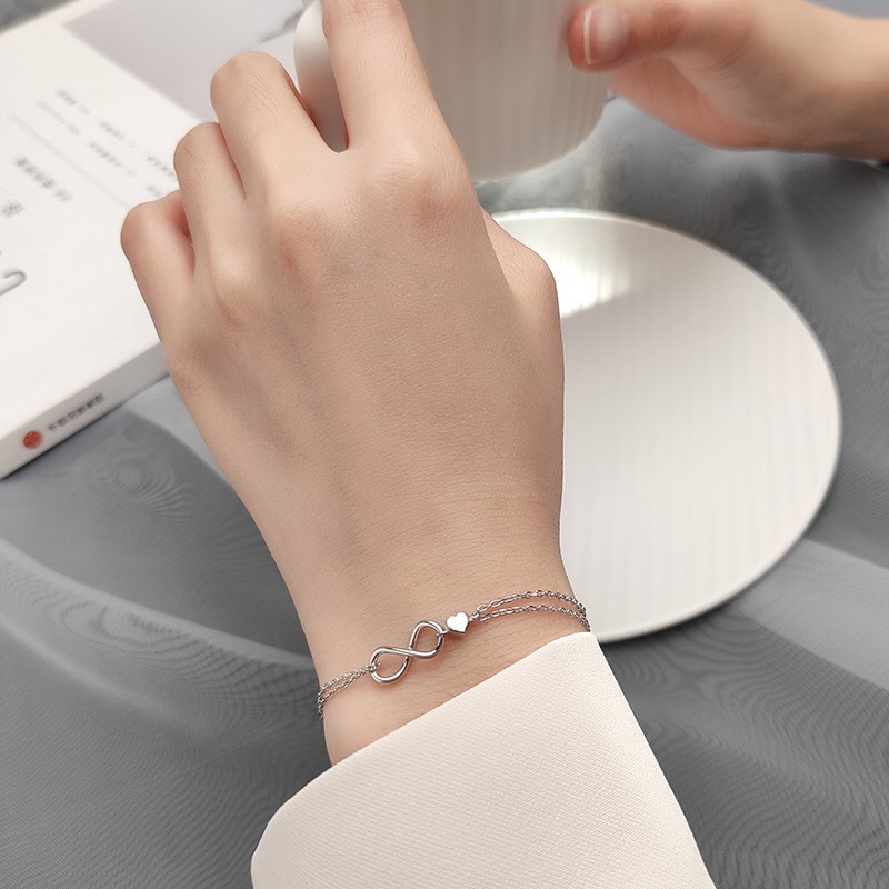 Vòng tay bạc AURA nữ lắc tay kiểu dáng vô cực đơn giản-AURASILVER-LT09