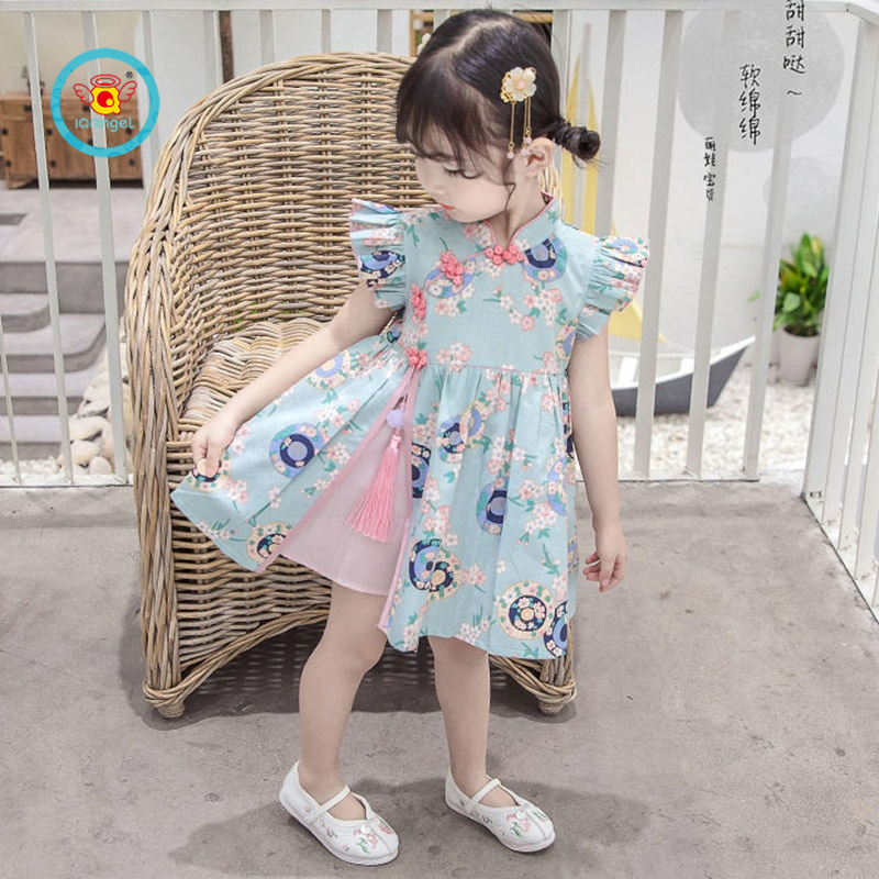 Đầm sườn xám IQ ANGEL kiểu hán phục dễ thương thời trang cho bé gái