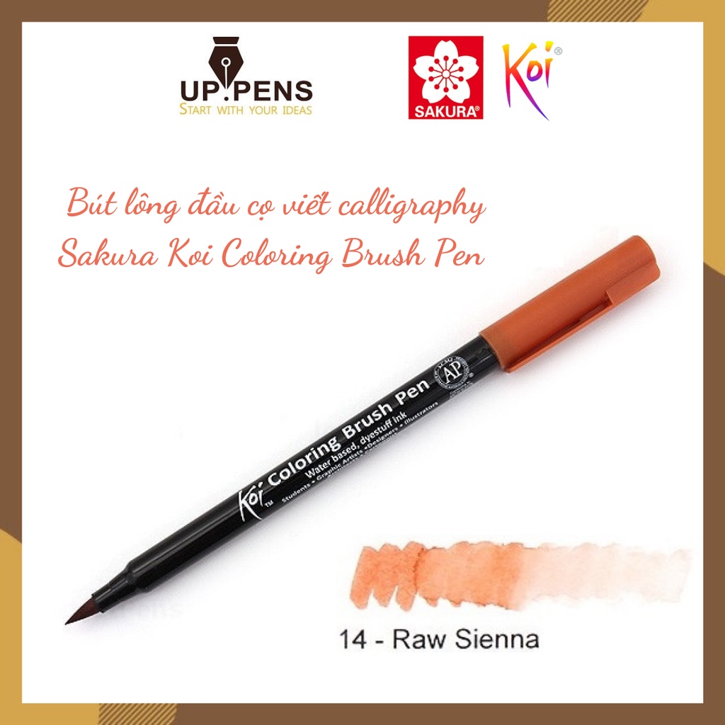 Bút lông đầu cọ viết calligraphy Sakura Koi Coloring Brush Pen – Màu nâu đậm (Raw Sienna)