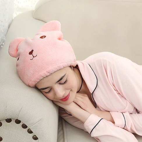 Khăn Ủ Tóc Nhanh Khô Quấn Tóc Trùm Đầu Chất Liệu Vải Siêu Thấm Giúp Tóc Mau Khô