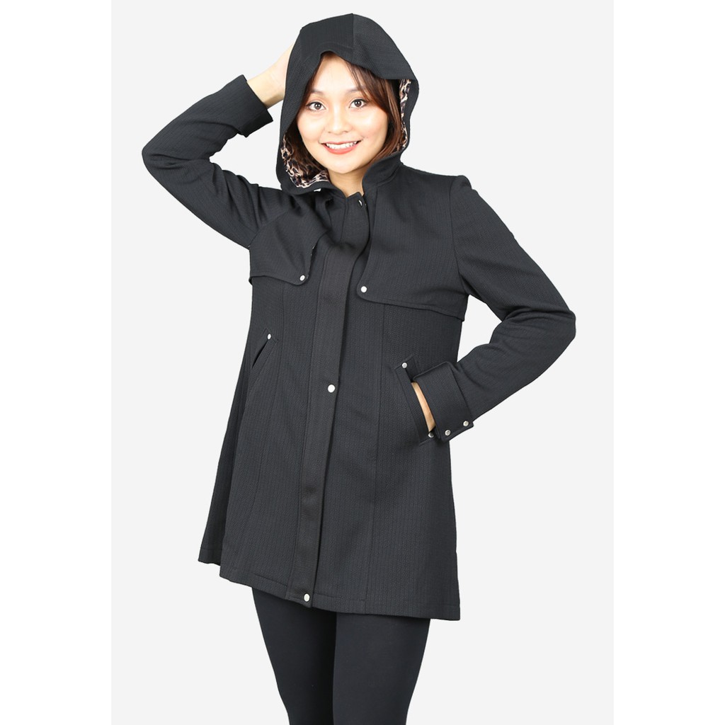 Áo khoÁC đen xốp có mũ dáng A tay vest kéo khóa The One Fashion AKY02DE
